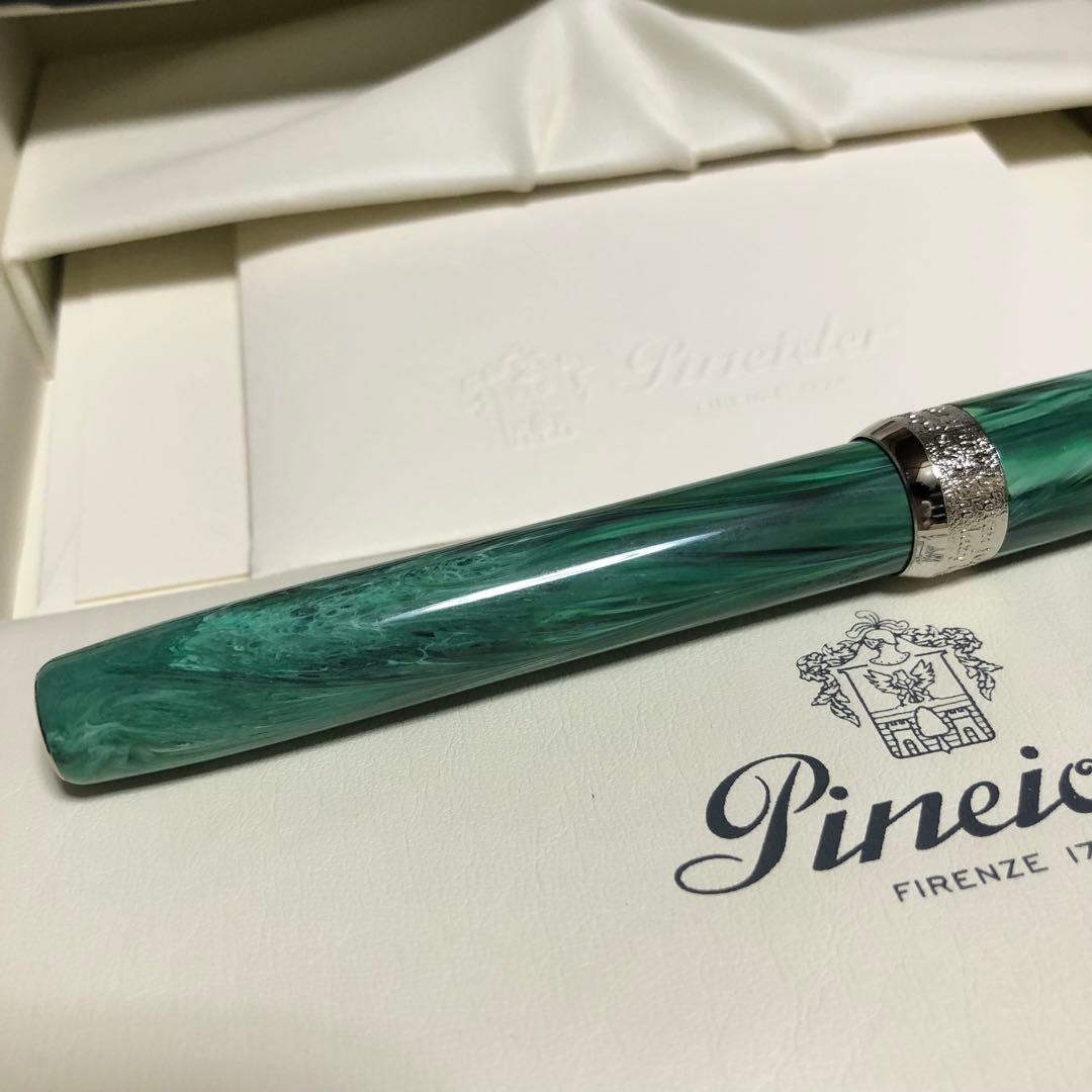 新品未使用 廃番 ピナイダー ジェムストーン 万年筆 マカライトグリーン ニブF