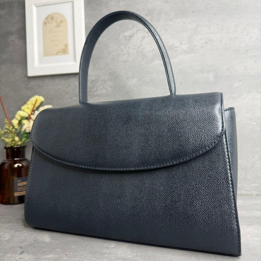 【極美品】土屋鞄 フォーマルバッグ フラップ クラシックハンド ダークネイビー