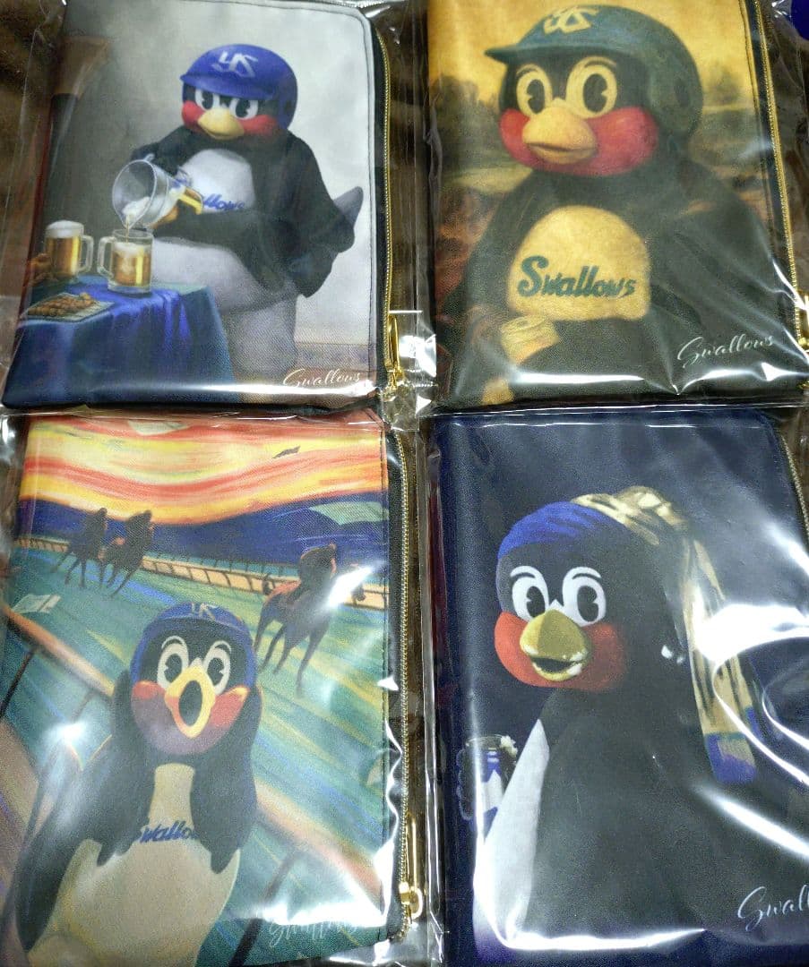 東京ヤクルトスワローズ　芸術の秋　Ｌ型チャックポーチ　つば九郎　全４種