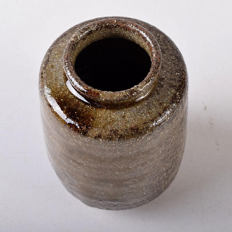 茶道具　鶴田純久作　青唐津　肩衝茶入　仕覆付　共箱　V　7902