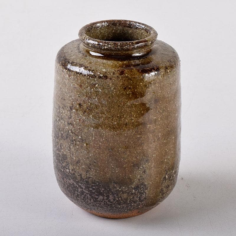 茶道具　鶴田純久作　青唐津　肩衝茶入　仕覆付　共箱　V　7902