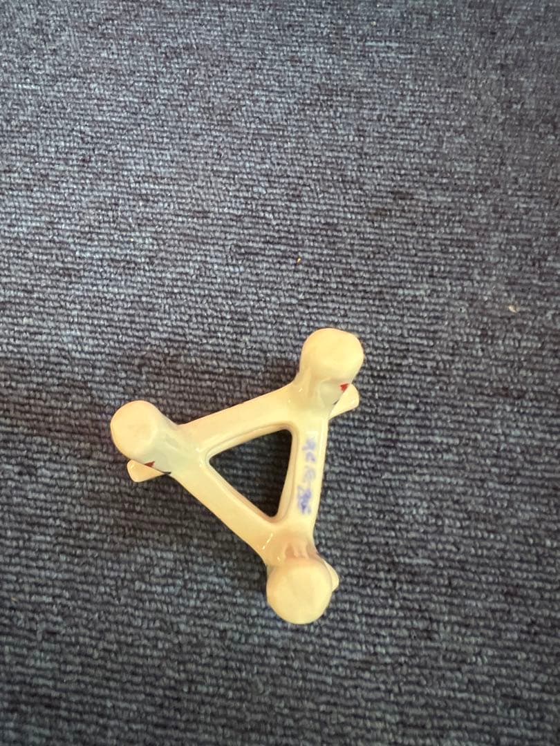 1219【茶道具】京焼　高野昭阿弥造　福禄寿　赤絵三ツ鳥居蓋置　未使用