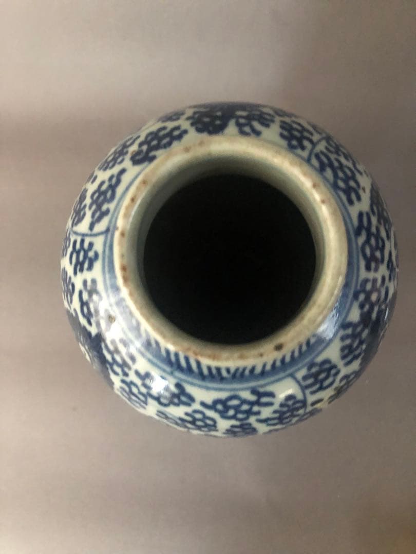 中国美術 清朝　花瓶青花 花文瓶 アンティーク 骨董　陶器