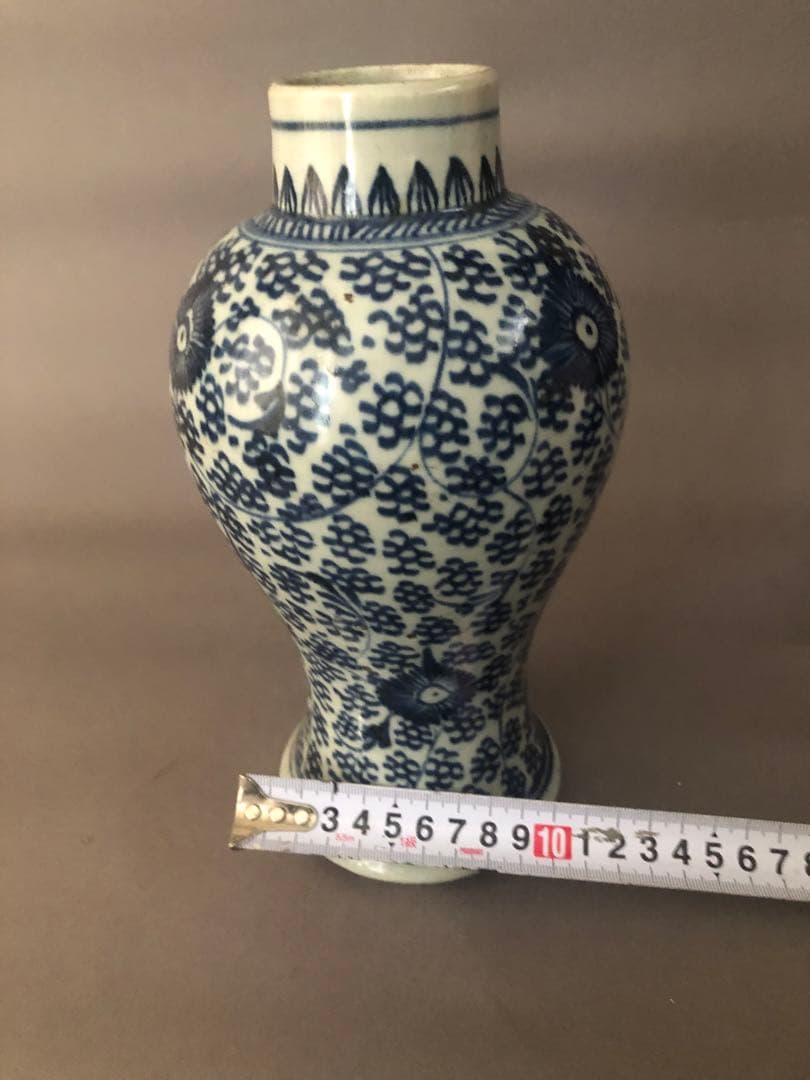 中国美術 清朝　花瓶青花 花文瓶 アンティーク 骨董　陶器