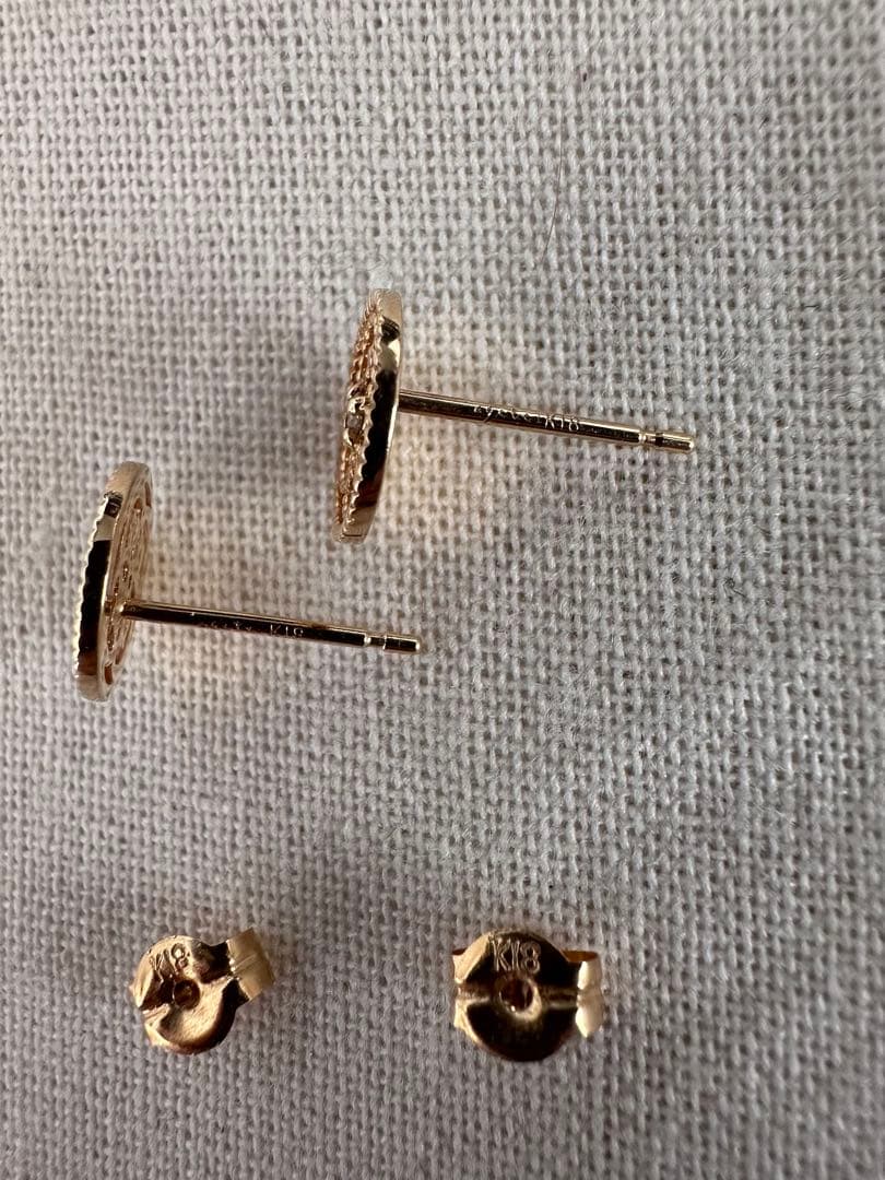 agete アガット　透かし模様　K14 ダイヤ ピアス　K18ポスト＆キャッチ