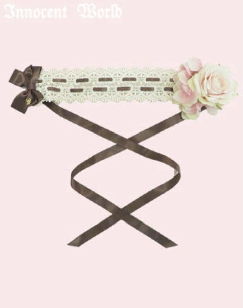 イノセントワールド　フルールヘッドドレス　新色　ショコラ×ピンク