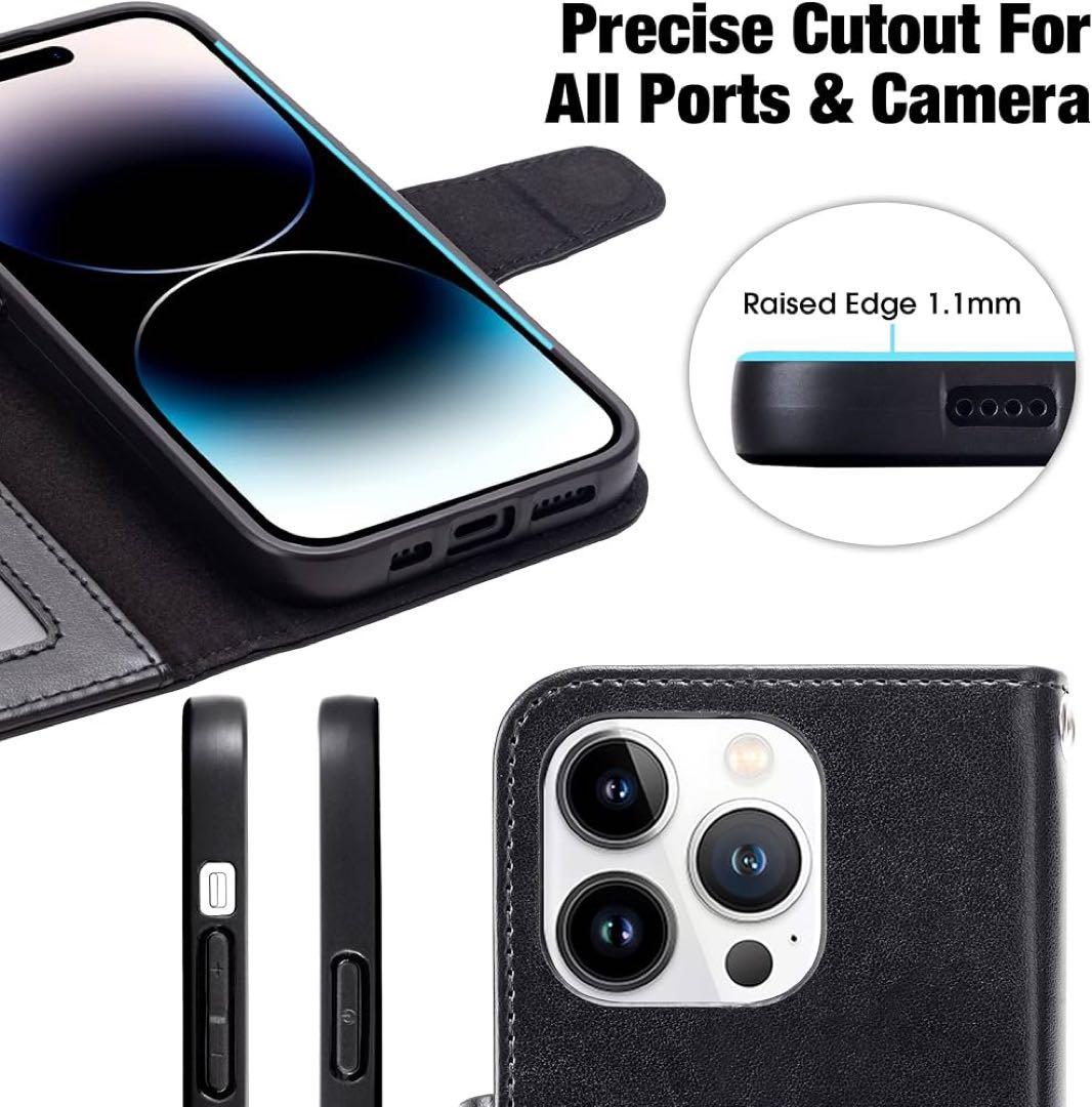 iPhone14 ProMax ケース 手帳 スマホ ブラック 財布