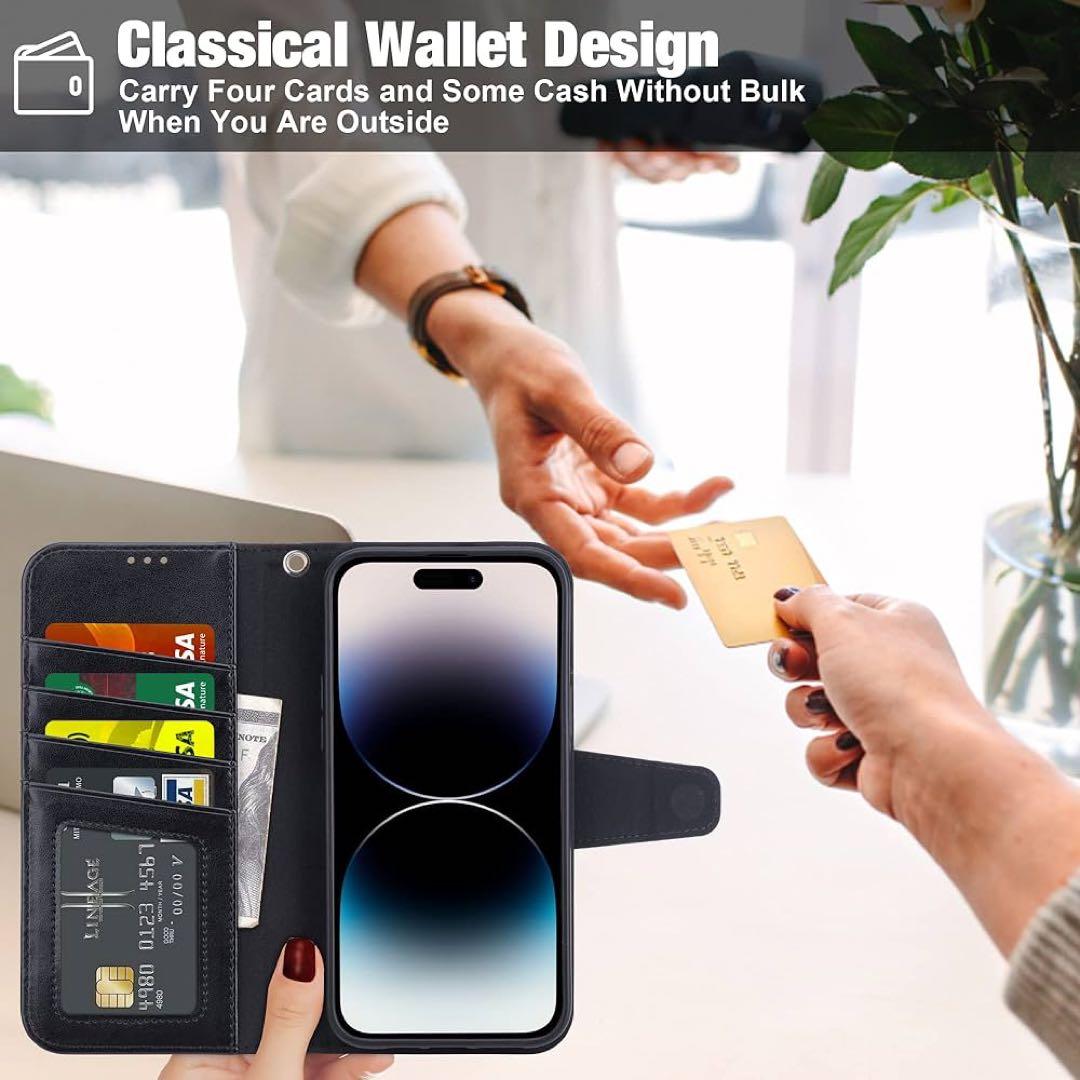 iPhone14 ProMax ケース 手帳 スマホ ブラック 財布