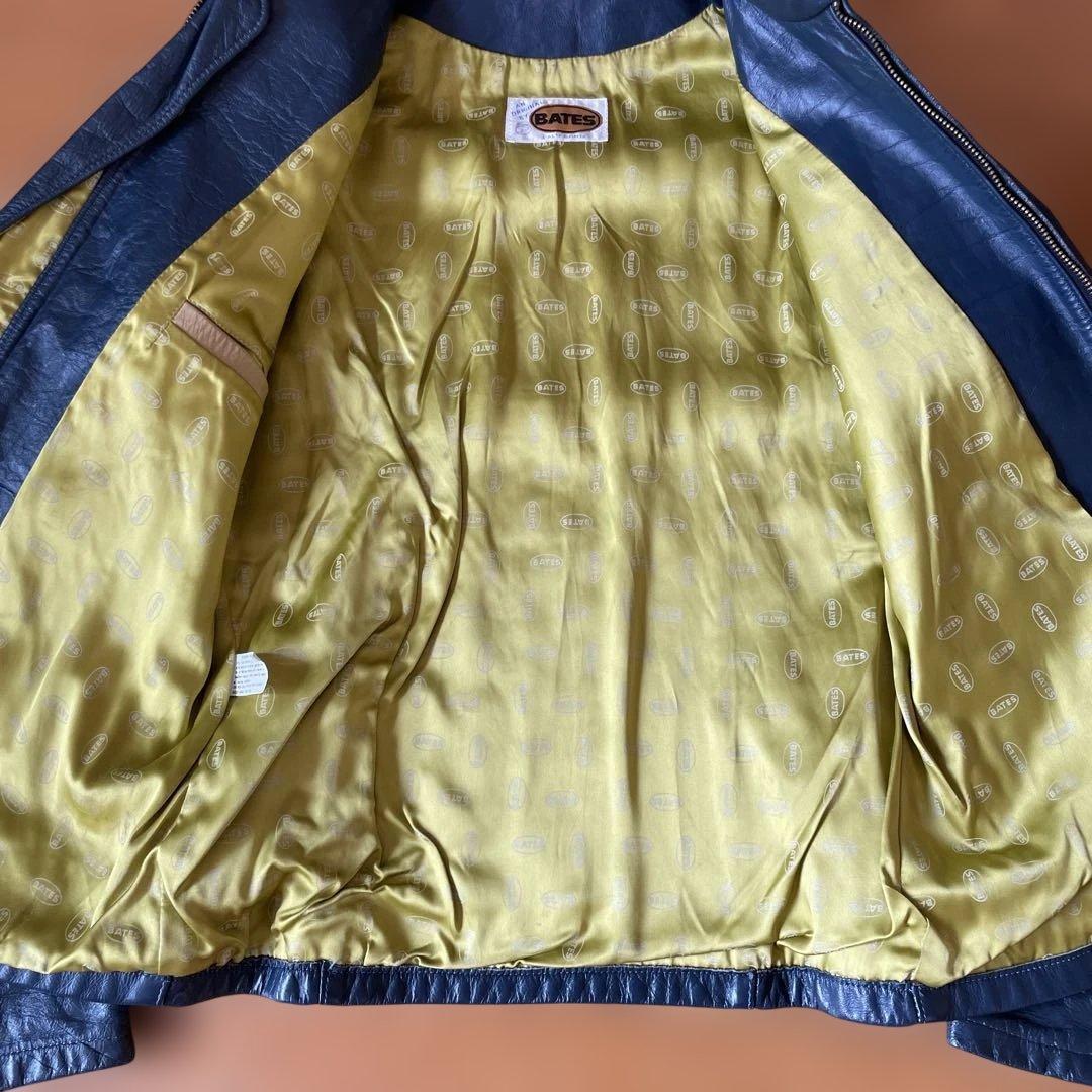 70s bates シングルレザージャケット　ブルーグレー