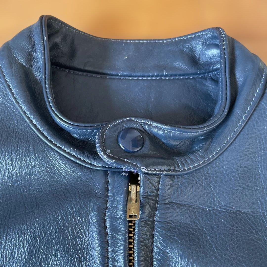 70s bates シングルレザージャケット　ブルーグレー