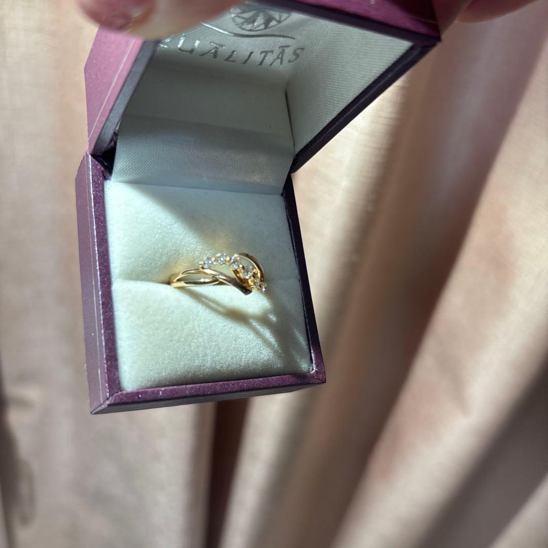 ダイヤ7石付きK18ピンクゴールドリング 11号 美品