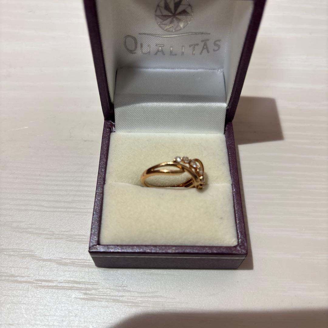 ダイヤ7石付きK18ピンクゴールドリング 11号 美品