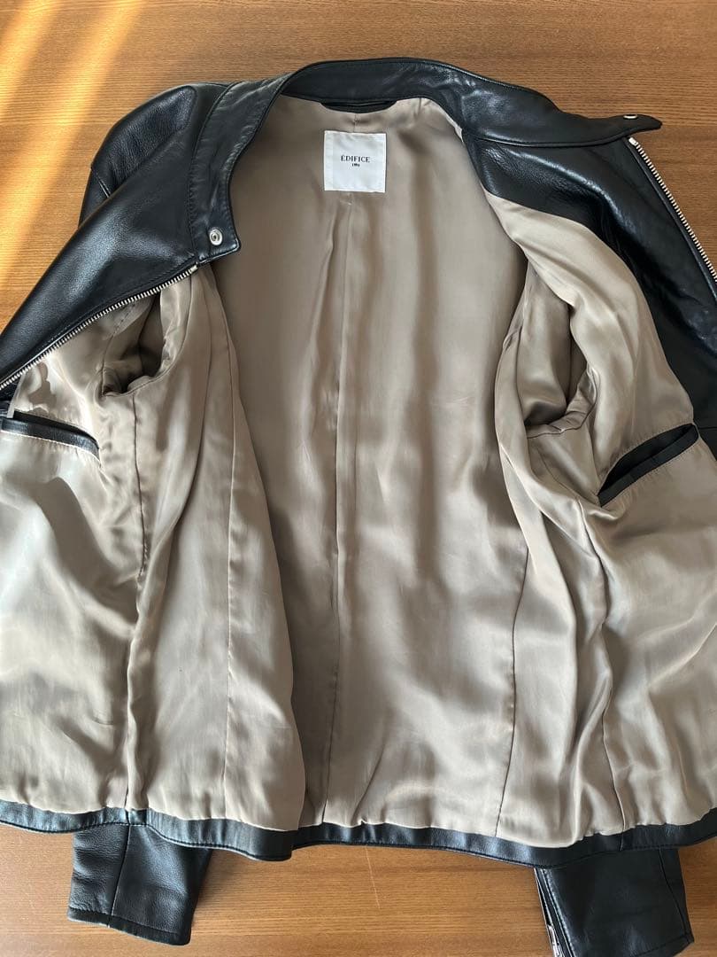 EDFICE シングルライダース　ジャケット　ラムレザー　 S