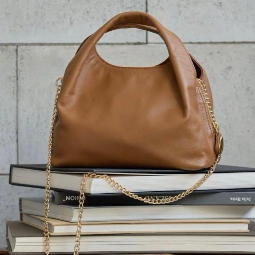 (美品)レイヤーチェーンバッグ(PT-227) ジェムイル　キャメルgemeil