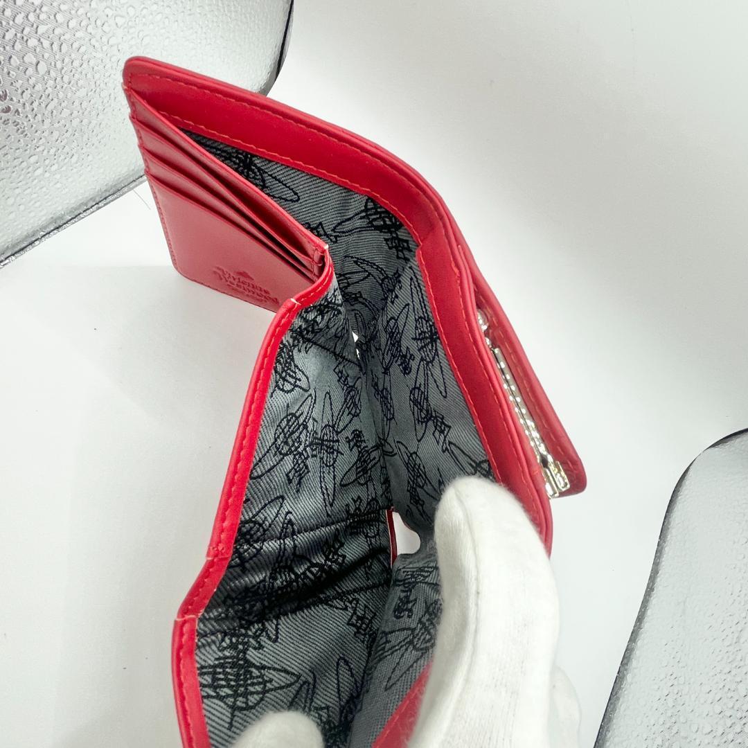 Vivienne Westwood 特価 折財布 レッド 赤 型押し がま口定番