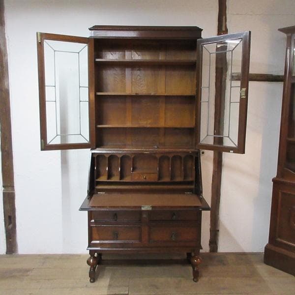 イギリス アンティーク 家具 ビューローブックケース デスク 本棚 6031e