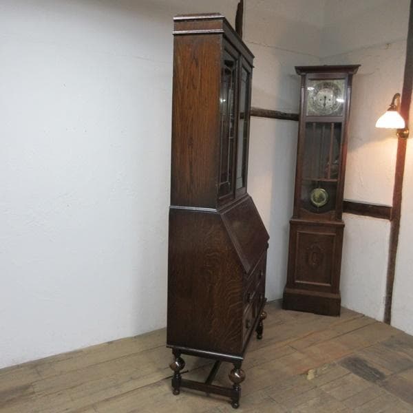 イギリス アンティーク 家具 ビューローブックケース デスク 本棚 6031e