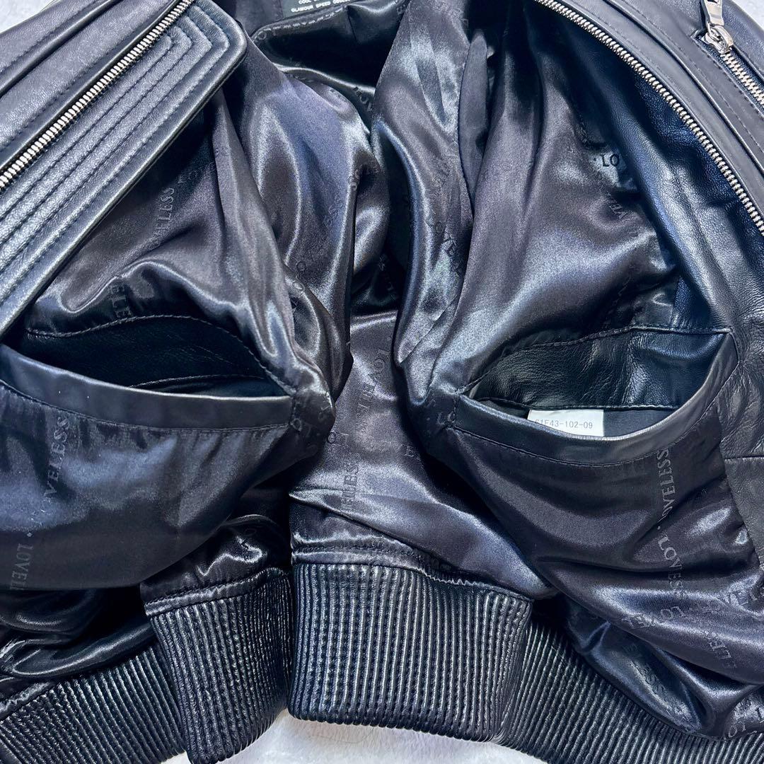 LOVELESS シングルライダース MA-1 羊革 スタッズ ブラック