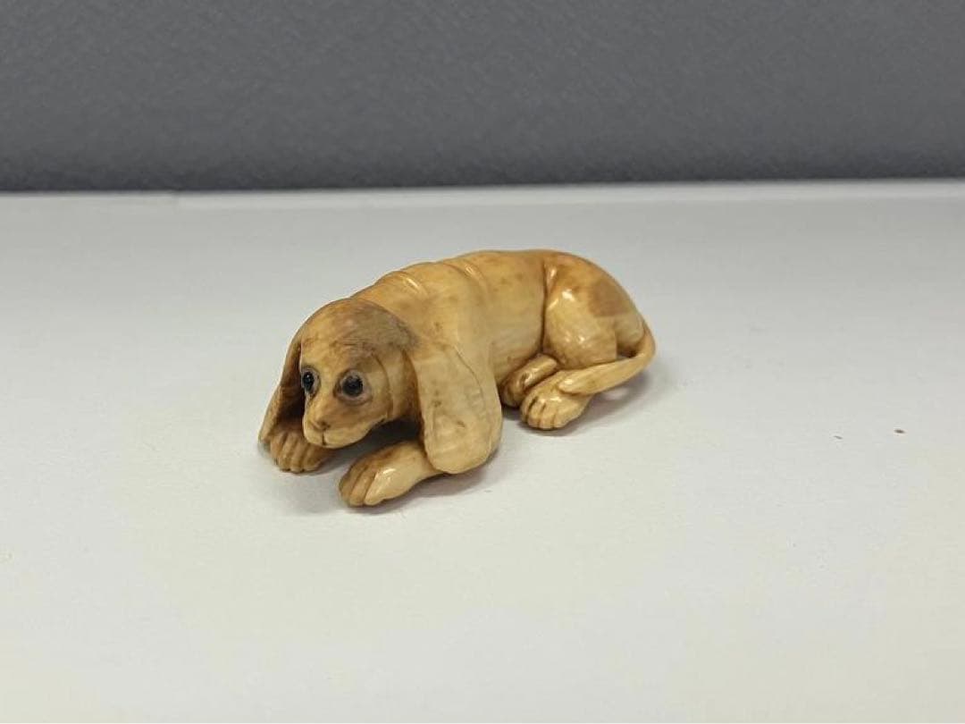 犬　骨董　古物　根付け　根付　ビーグル