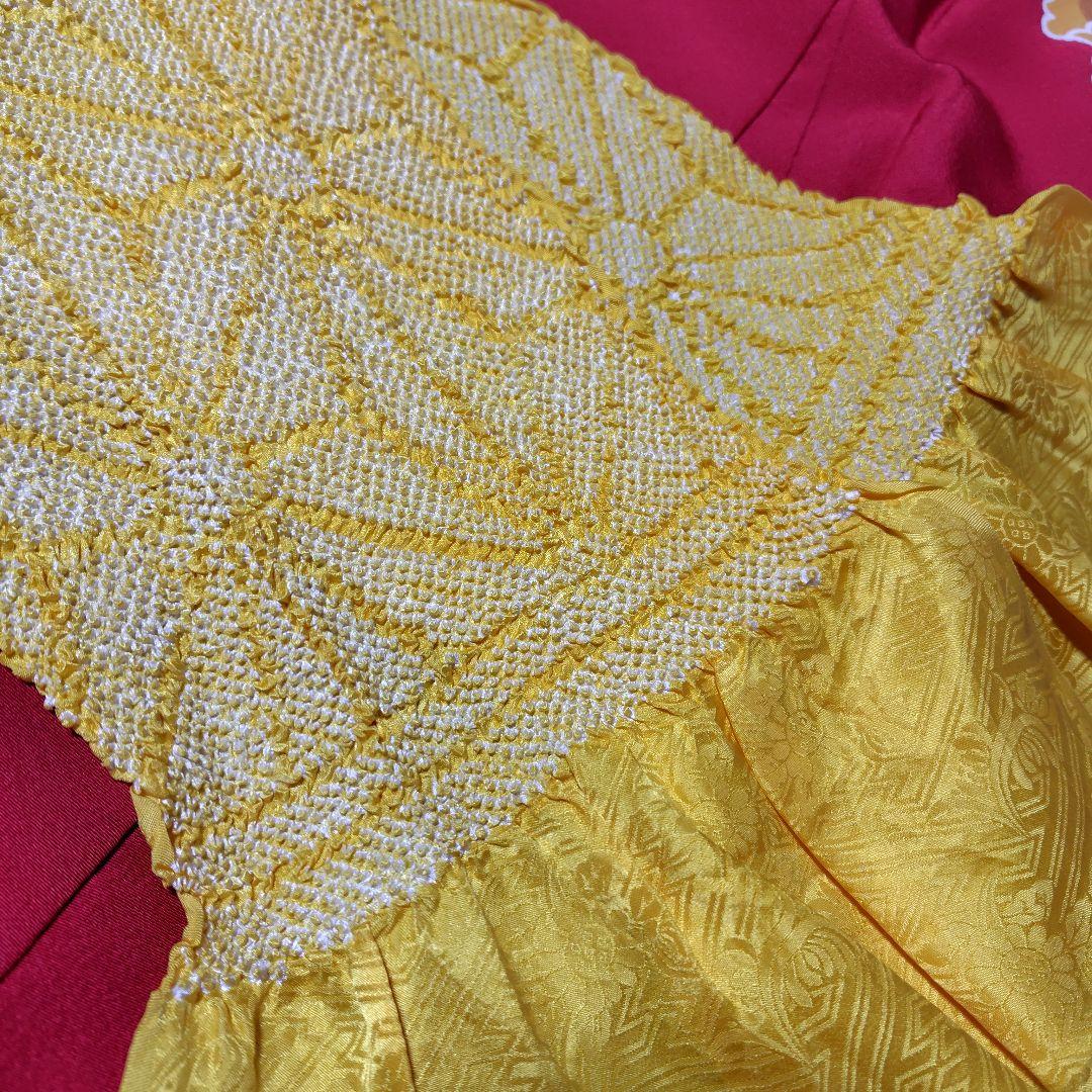 正絹 紅型調赤振袖＆長襦袢＆帯揚げ帯締めセット