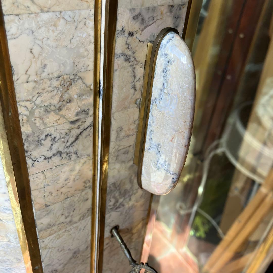 イタリア家具 大理石張り ガラスショーケース 飾り棚 アンティーク ビンテージ