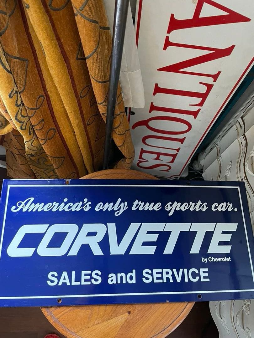 アンティーク　ホーロー　サイン　プレート看板　 　CORVETTE アメリカレア