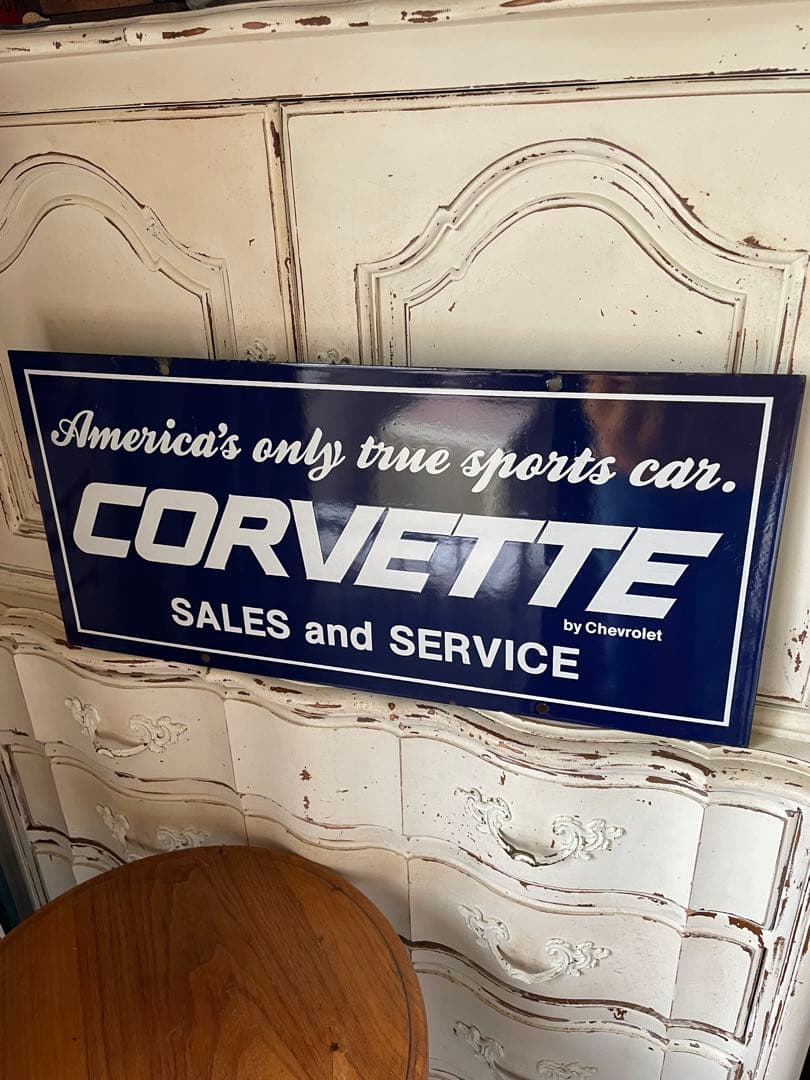 アンティーク　ホーロー　サイン　プレート看板　 　CORVETTE アメリカレア