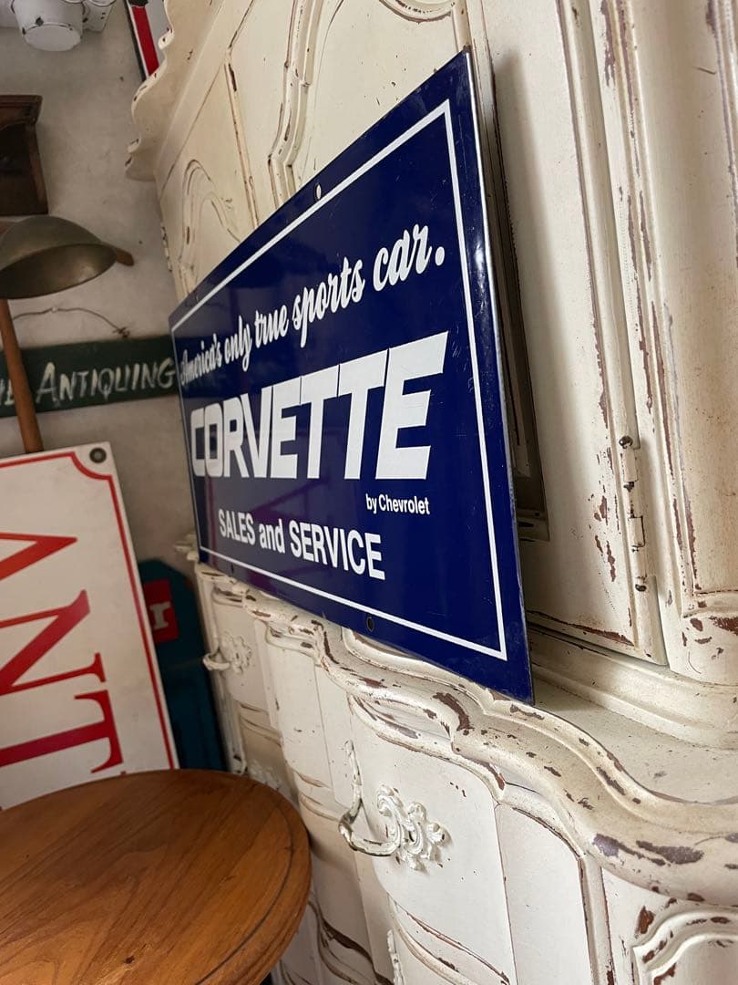 アンティーク　ホーロー　サイン　プレート看板　 　CORVETTE アメリカレア
