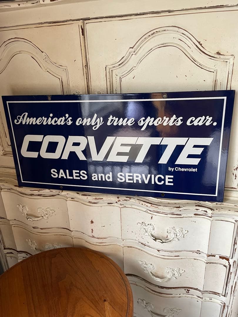 アンティーク　ホーロー　サイン　プレート看板　 　CORVETTE アメリカレア