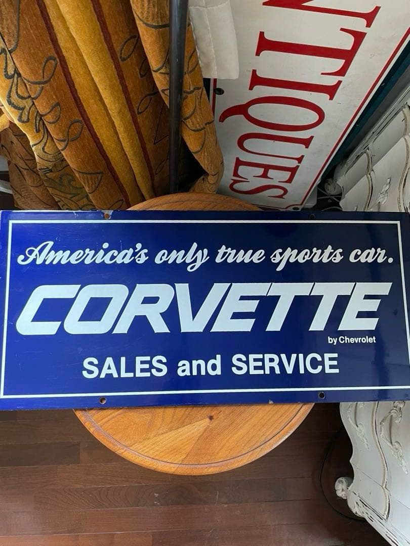 アンティーク　ホーロー　サイン　プレート看板　 　CORVETTE アメリカレア