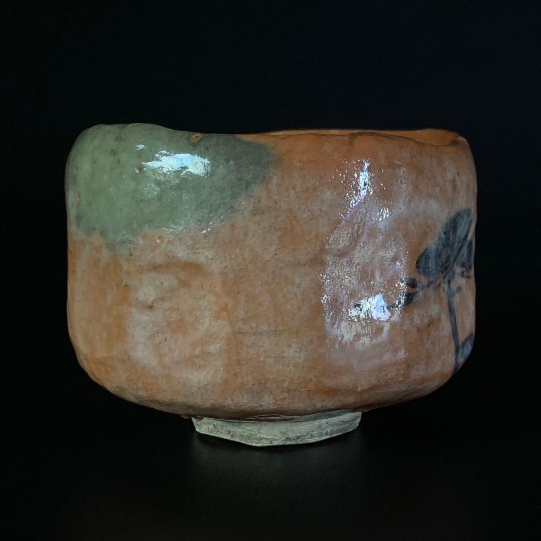 【十一代 楽吉左衛門（慶入）造】松鶴ノ画 赤茶碗 共箱