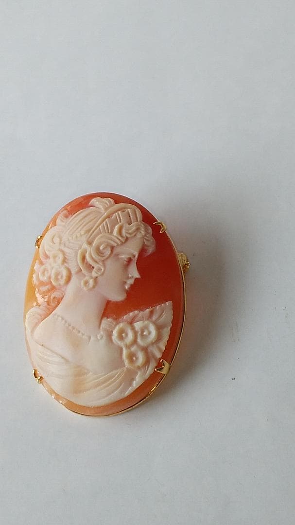 シェルカメオ CAMEO ブローチ 2WAY サイン入り ヴィンテージ 美品