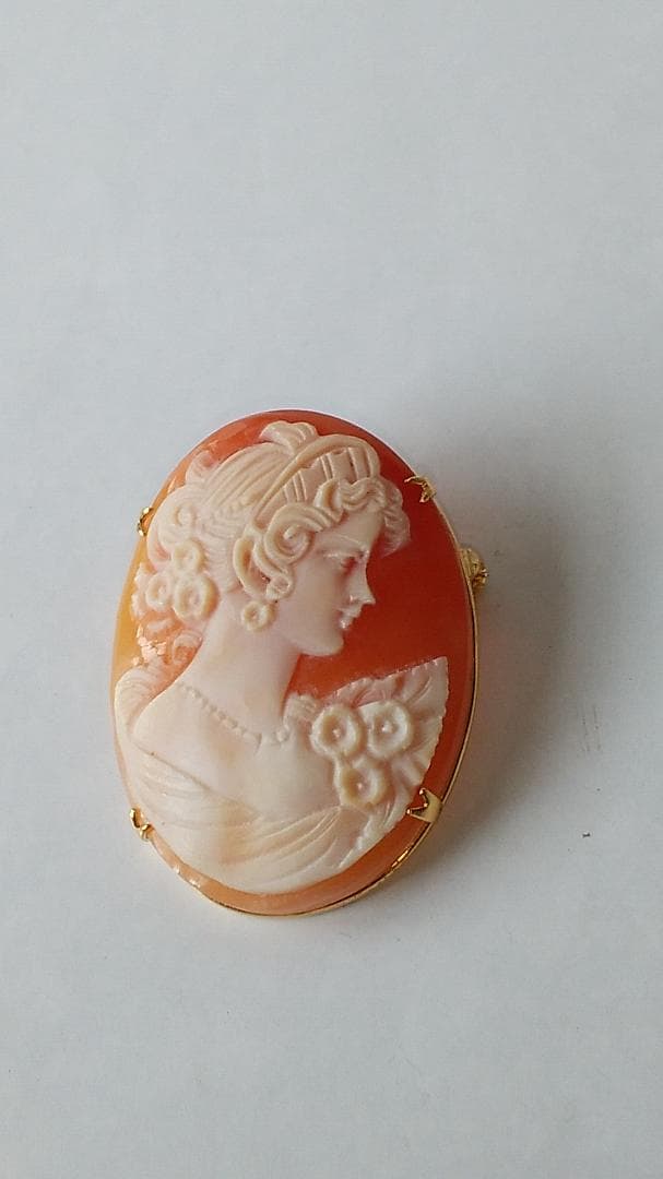 シェルカメオ CAMEO ブローチ 2WAY サイン入り ヴィンテージ 美品