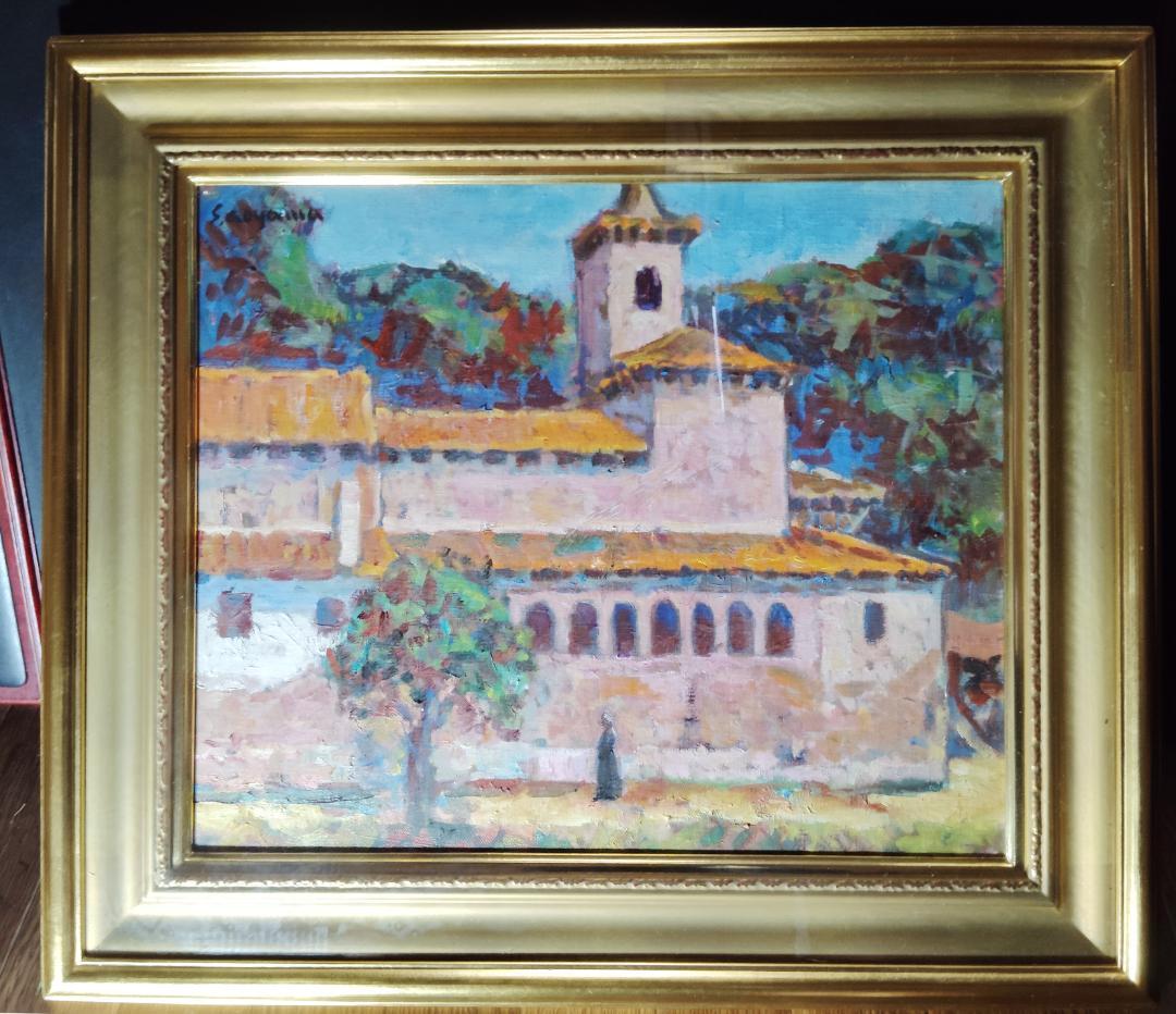 本日大特価‼️美品絵画油絵 人気画家青山誠一風景画北スペインロマネスクの僧院