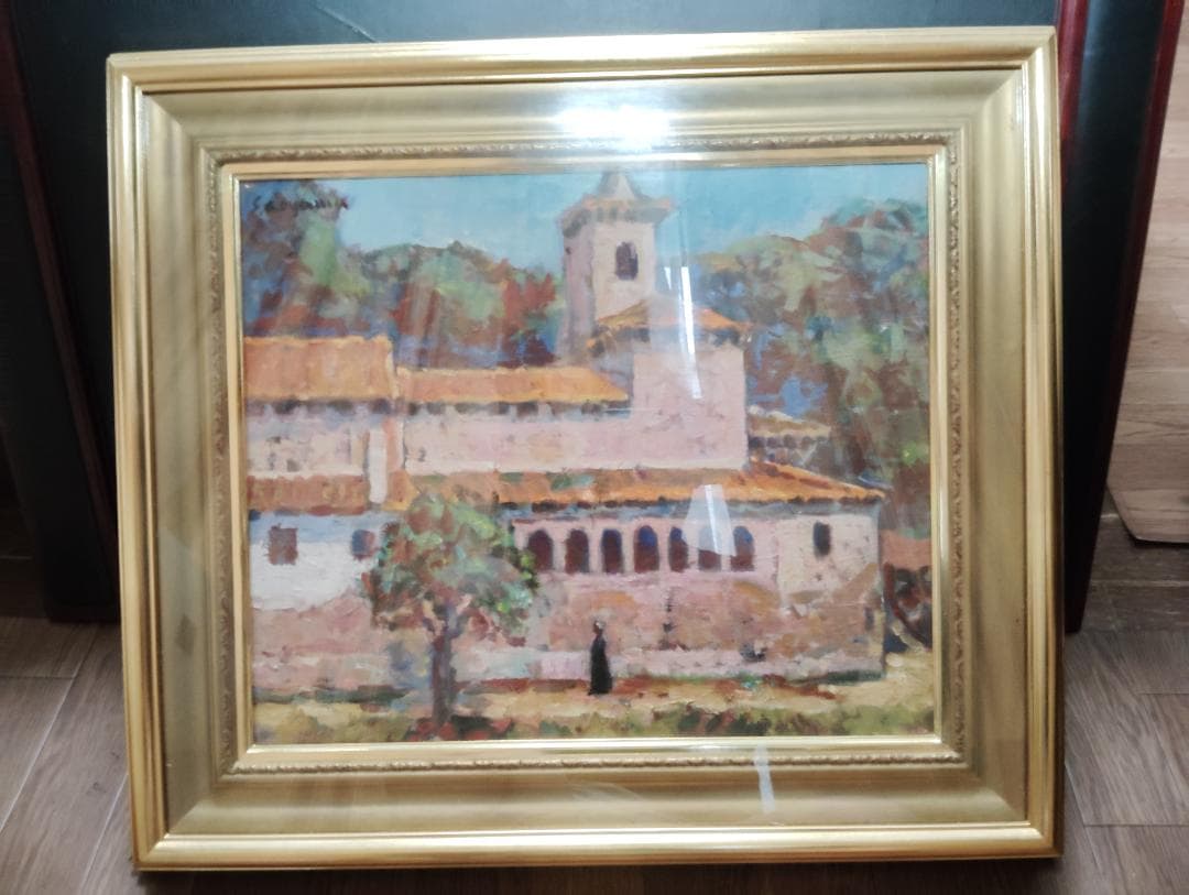 本日大特価‼️美品絵画油絵 人気画家青山誠一風景画北スペインロマネスクの僧院