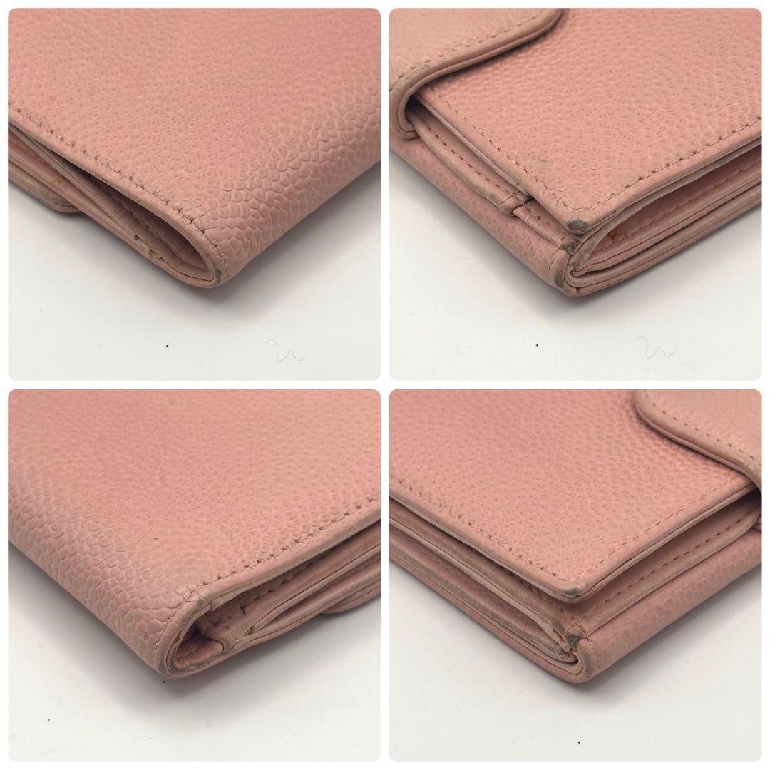 【人気モデル】CHANEL シャネル キャビアスキン 二つ折り財布 ココマーク