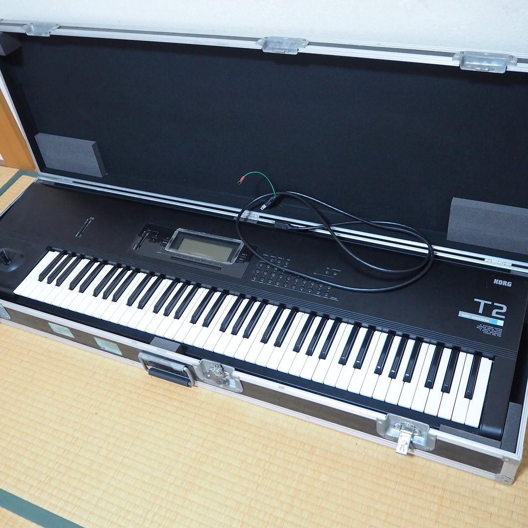 完動_美品 電池交換済 76FS鍵盤 コルグ T2_頑丈純正フライトケース付