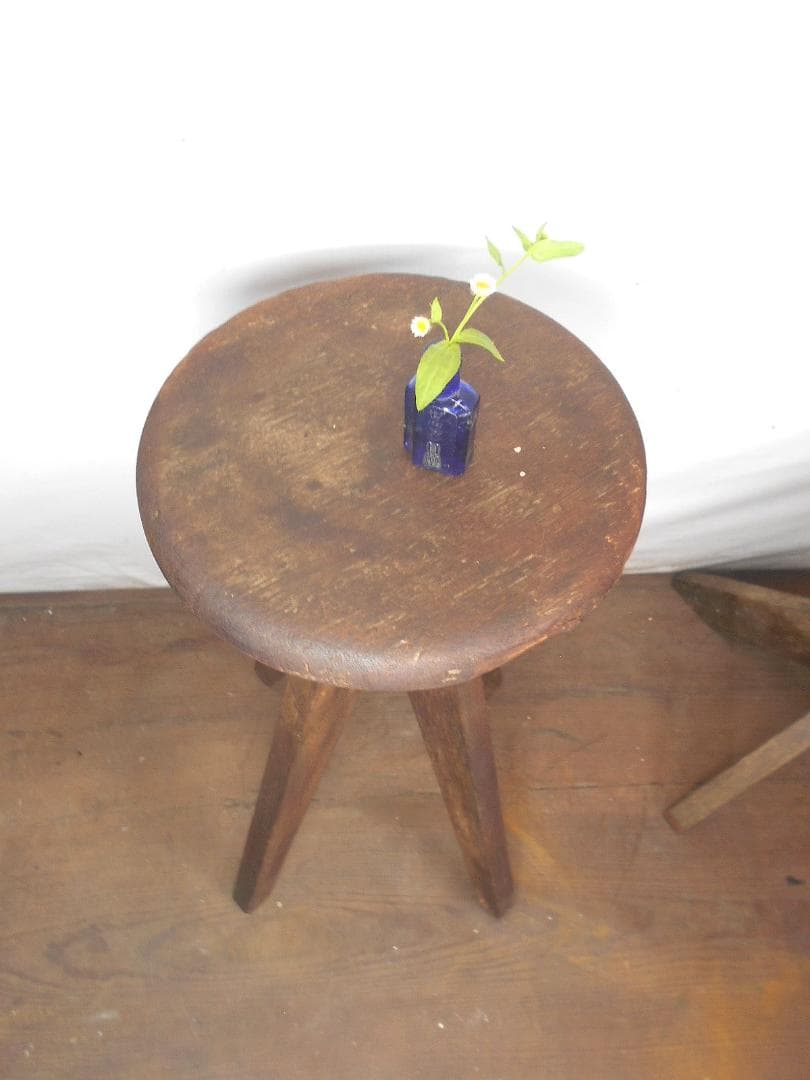 ■回転　丸椅子　木製イス　昭和レトロ/ビンテージ/学校/実験室