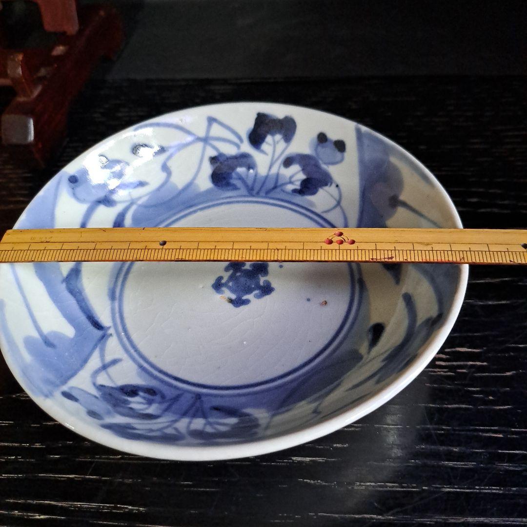 初期伊万里　呉須　珍品初期渦福　　五弁花　輪花　中鉢　希少