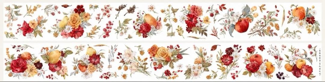 贝壳光 坠落的芬芳 ダイカット加工 6cm×5m 海外マスキングテープ 花