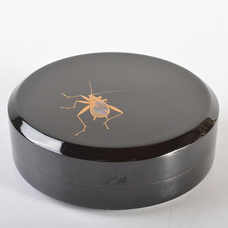 茶道具　輪島塗　荒井喜峰作　蟲蒔絵　螺鈿装飾　香合　共箱　V　R6683