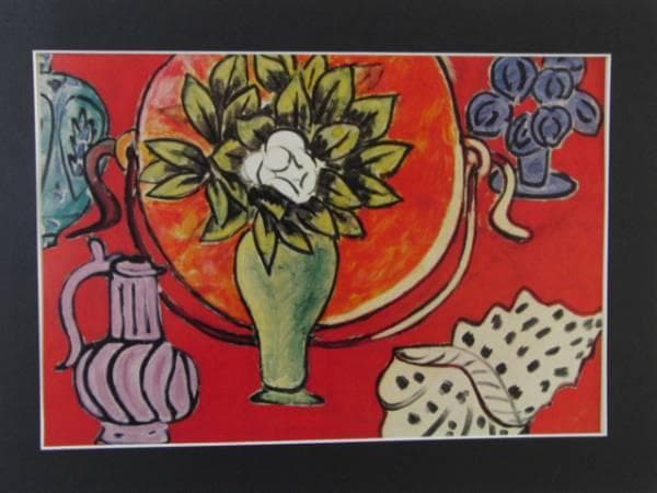 マティス/木蓮の花のある静物、希少な額装用・名画、画歴付、新品額装付