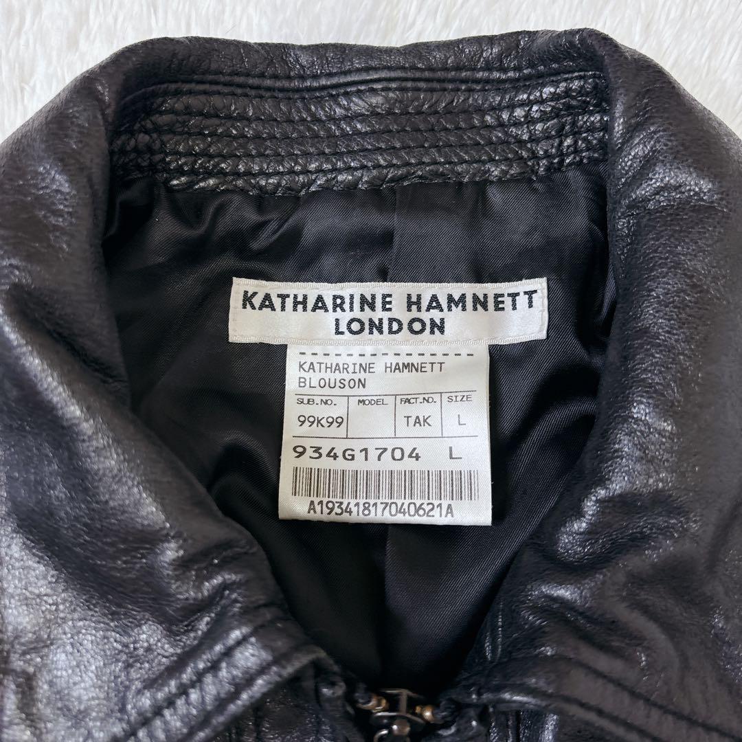 美品　キャサリンハムネット　シングルライダースジャケット　レザー　牛革　L