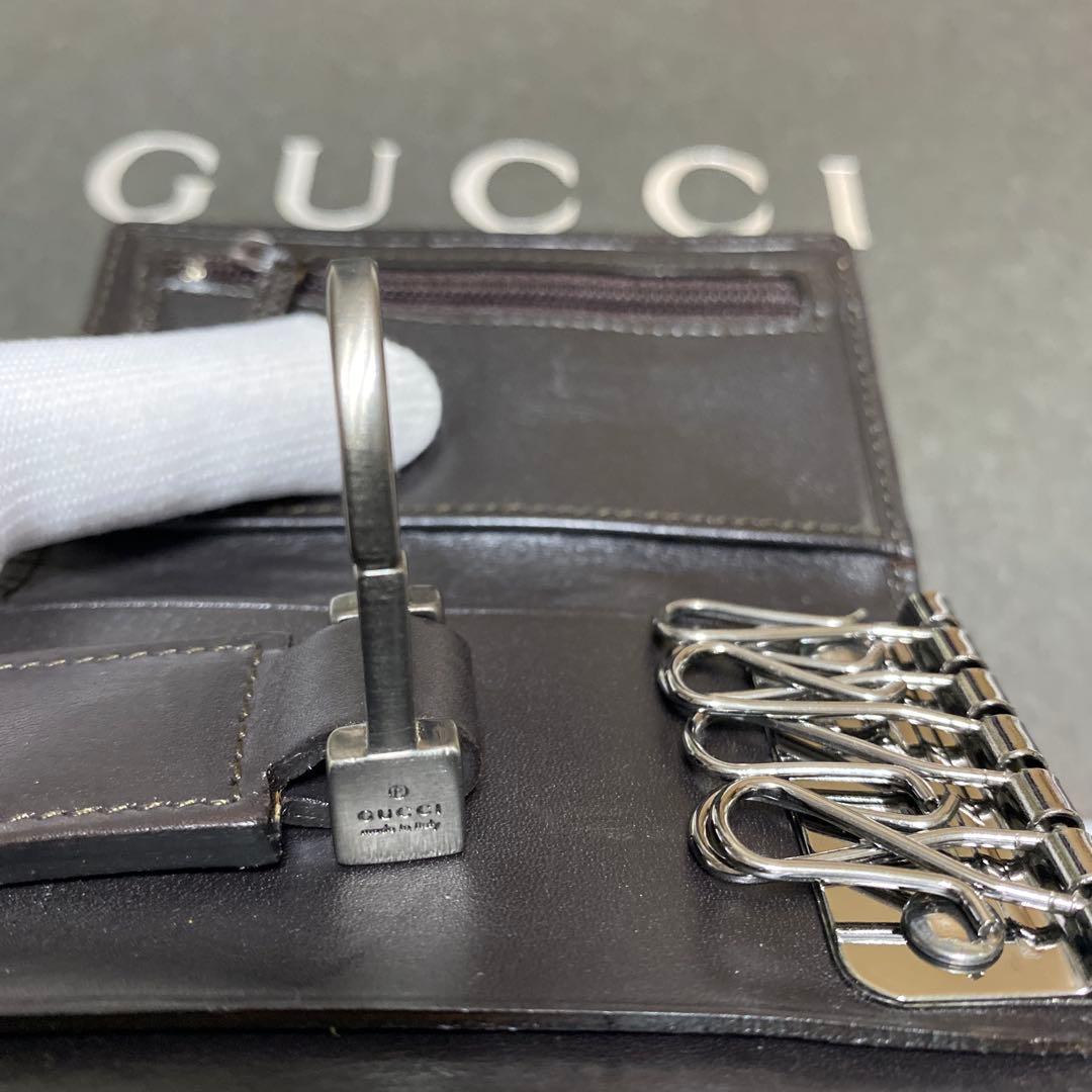 美品　グッチ　GUCCI　6連キーケース　GG柄シェリーライン　キャンバスレザー