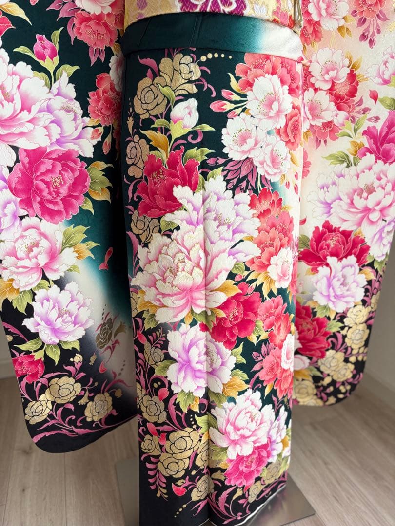 専用です⭐️豪華絢爛　振袖フルセット　正絹振袖　正絹袋帯　成人式　深緑系