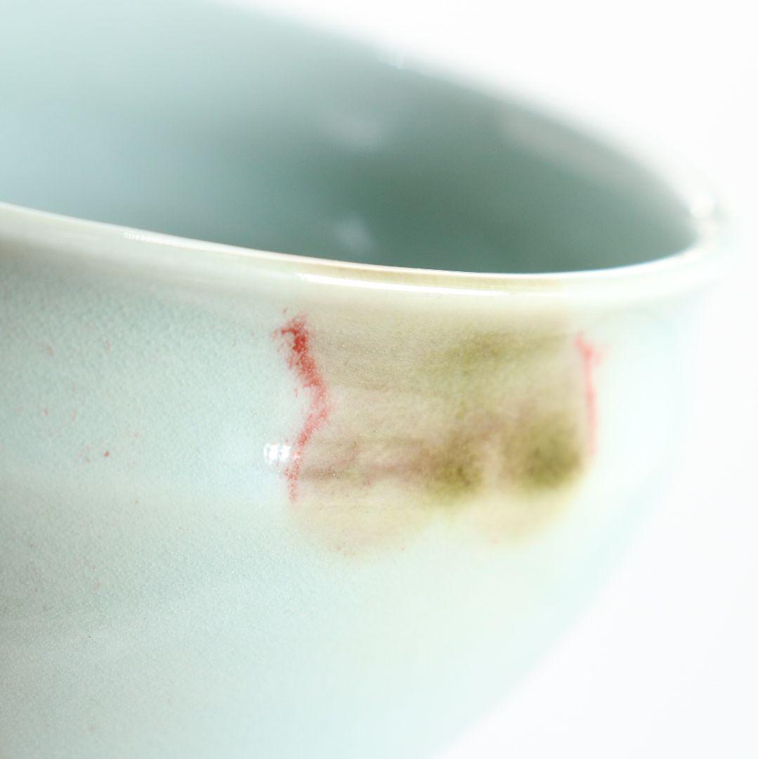 帝室技芸員 初代 諏訪蘇山作 飛青磁 天目茶碗 辰砂 茶道具 共箱　M832