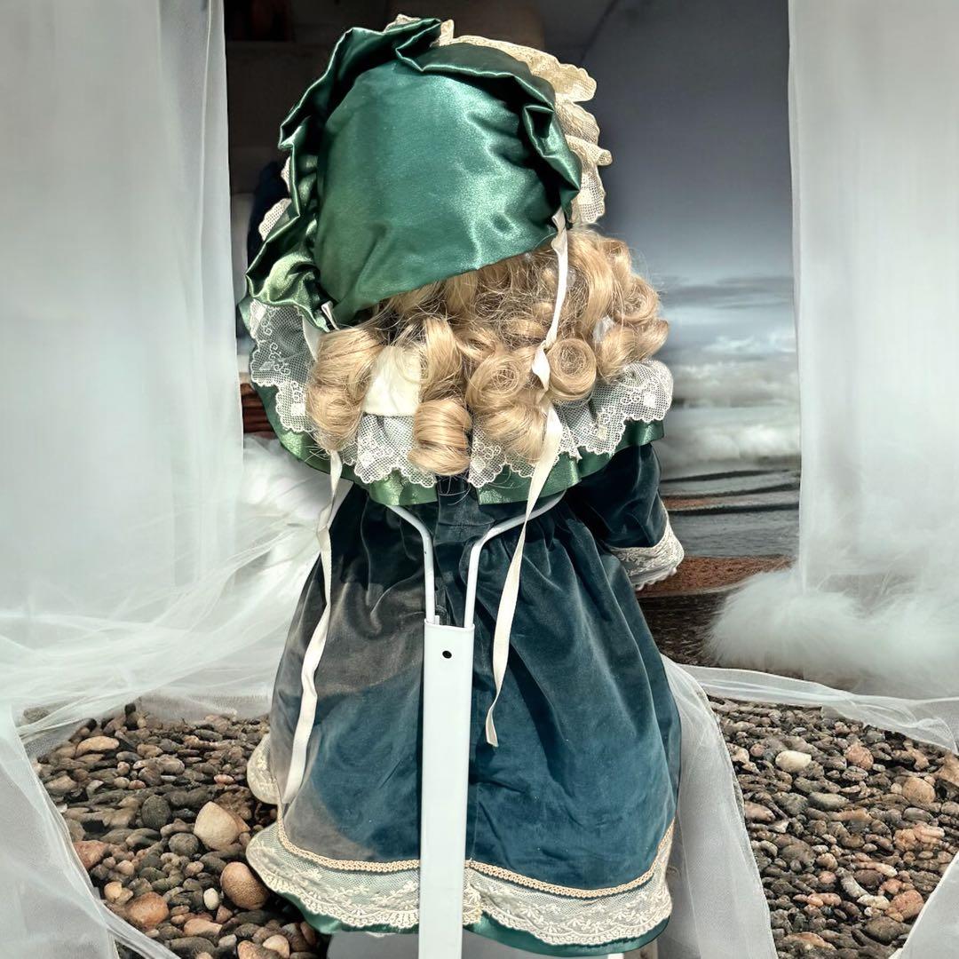 ノエル ビスクドール スタイナー リプロ フレンチ グリーン ドレス ボネ