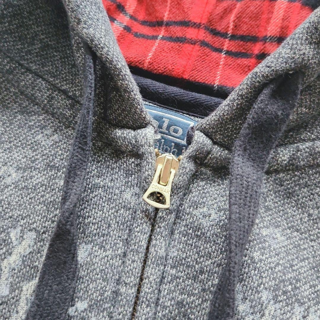 美品 ラルフローレン ジップパーカー ノルディック柄 グレー 裏地フリース Ｌ