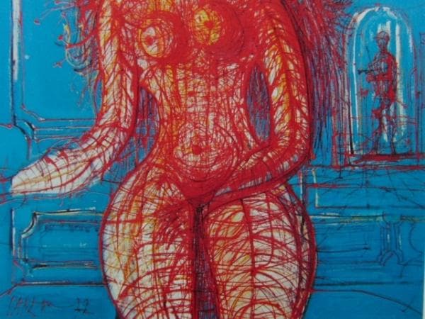 ジャン・カルズー、裸婦、希少画集画、高級額装付