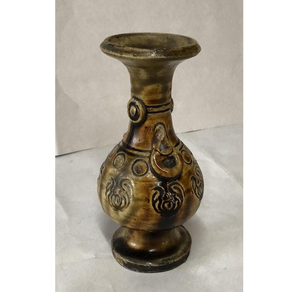 e2817 古瀬戸 尊式花入 高さ15.6 耳付花入 徳利 花入 花器 仏花器